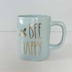 Rae Dunn Artisan Collection Large 20 oz Light Blue Bee Happy Mug